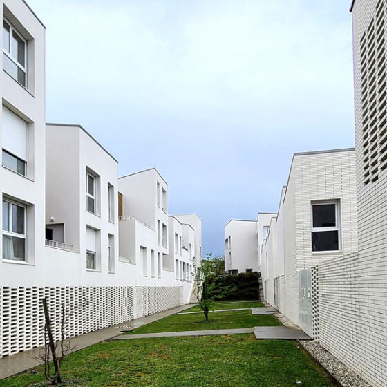 Logement Guesdes à Bègles (33) - Faye Architecte (33) DSA (33) - 700 m² de Briques BlocStar Am90, AmR210 et Plaquettes Ac19 - Moucharabieh