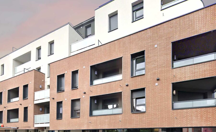 Résidence Heart Déco à Saint Louis (68)- DRLW Architectes (67) - Trianons résidences (68) - 1600 m² de Plaquettes Ac19 et Briques BlocStar Am70