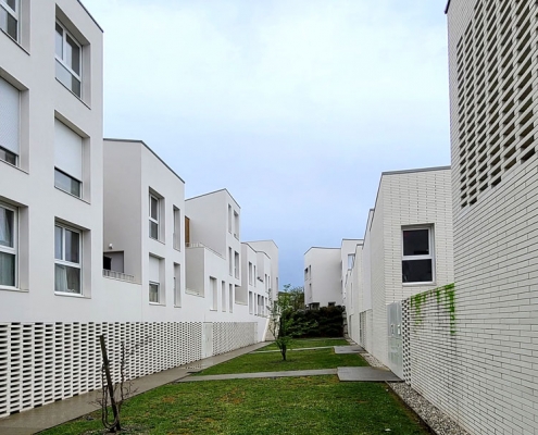 Logement Guesdes à Bègles (33) - Faye Architecte (33) DSA (33) - 70 m² de Briques BlocStar Am90, Am 180 et Plaquettes Ac19 - Moucharabieh