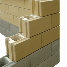 Assemblage Blocs ELCO Alvéolés : Parements Lisse Jaune Paille & Gis Perle